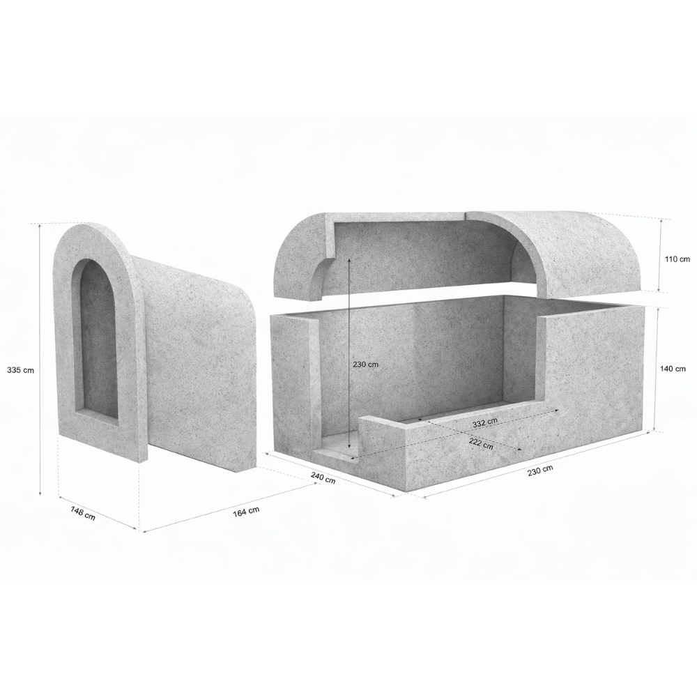 TVIRTI M5 monolitinio rūsio išmatavimai ir brėžinys