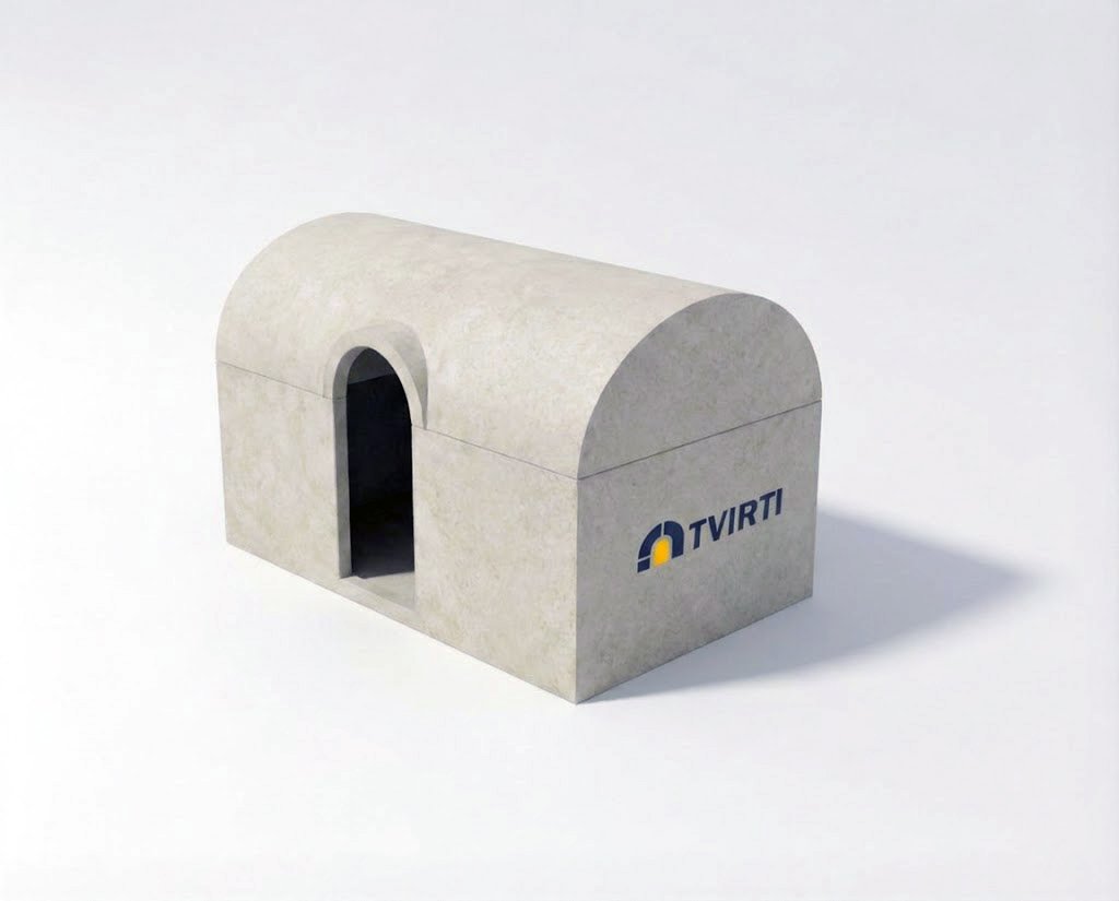 TVIRTI M7 monolitinis rūsys – pagrindinė gaminio nuotrauka su logotipu.